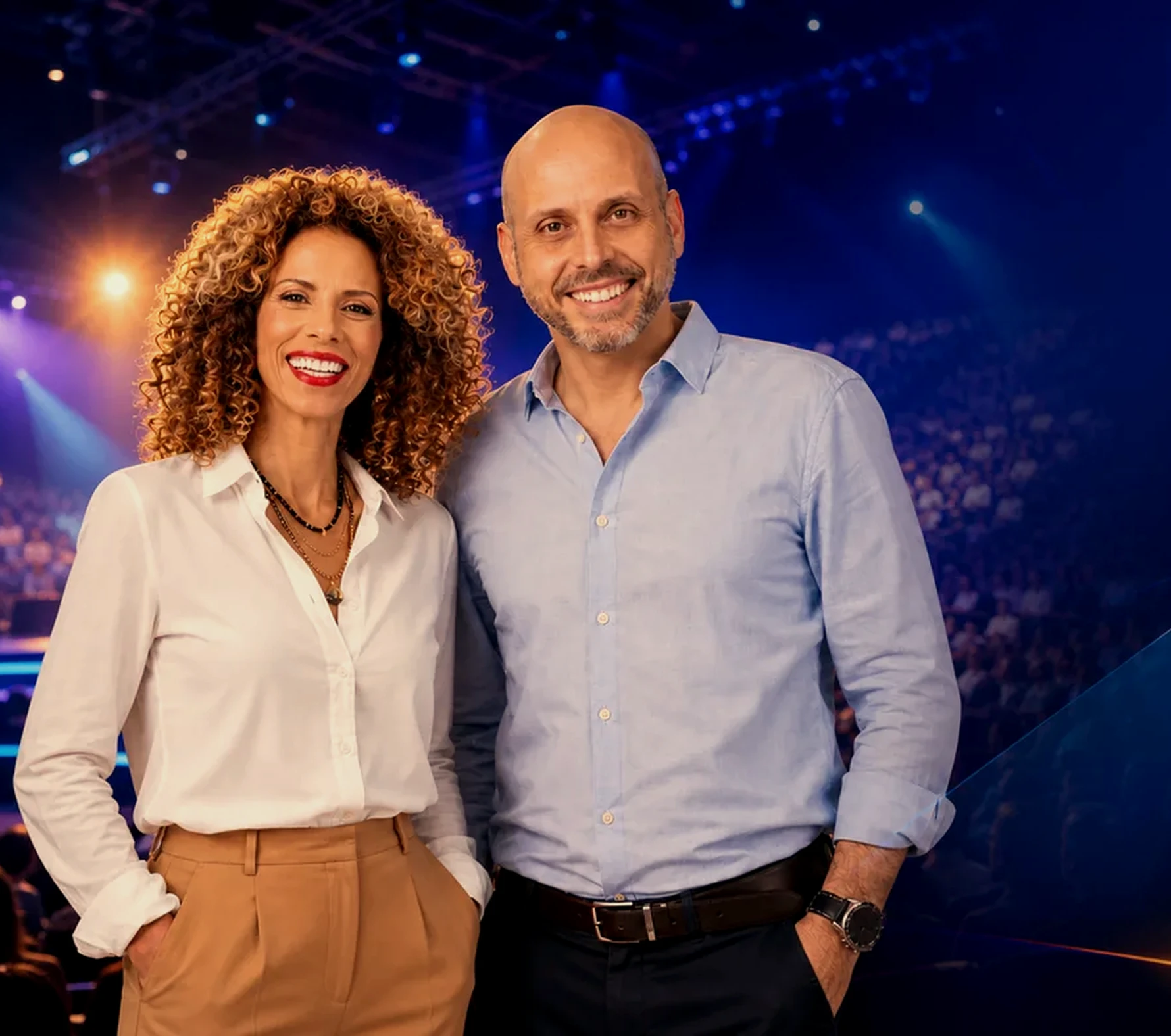 ד״ר אריה קגן ודקלה אפשטין על במת הכנס מרעיון להרצאה